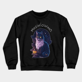 Meowloween Black Cat & Pumpkin - Happy Halloween! Crewneck Sweatshirt